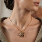 Shiro Khorshid Necklace, lion and sun pendant