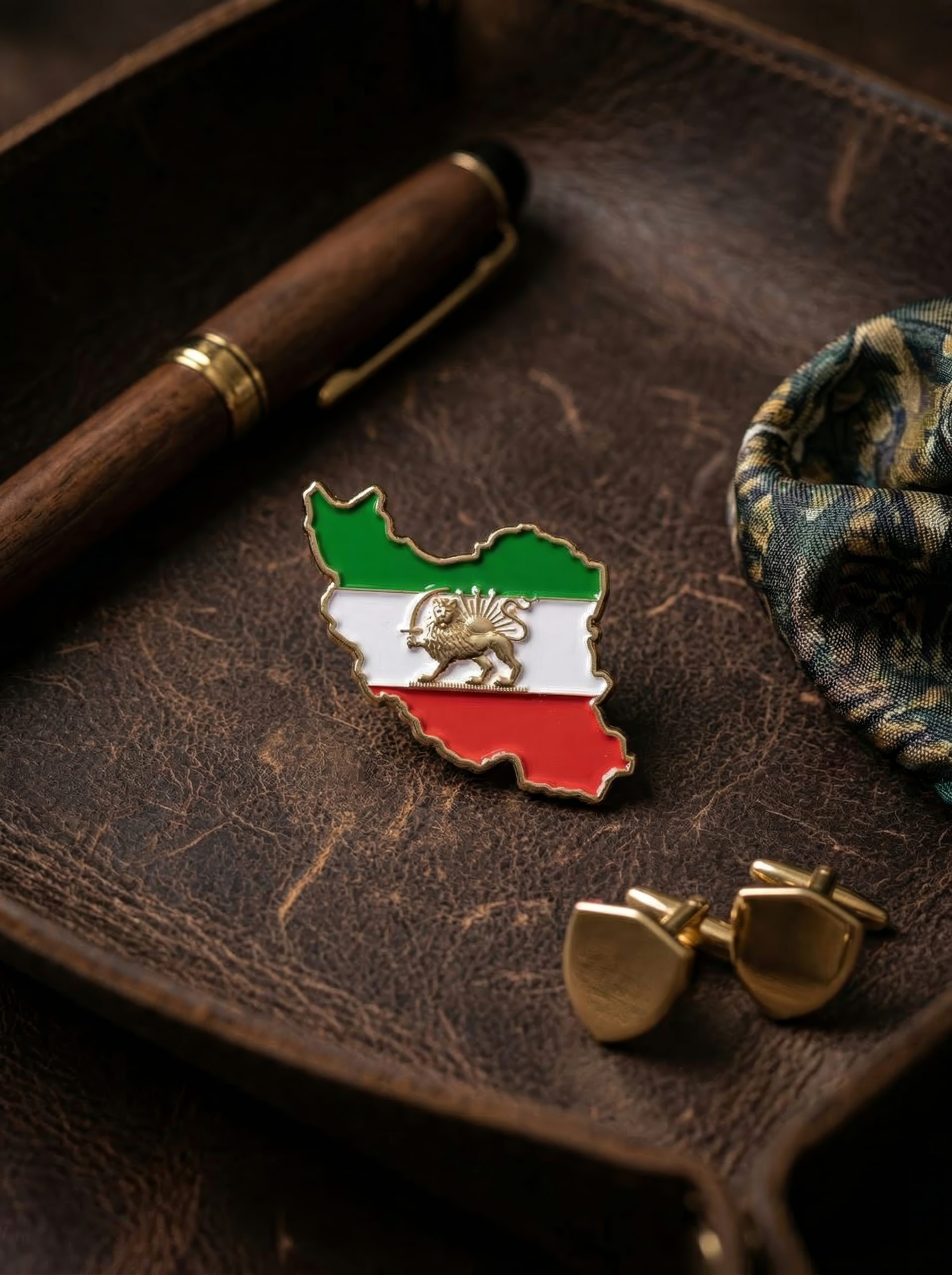 Iran Map Lion and Sun lapel